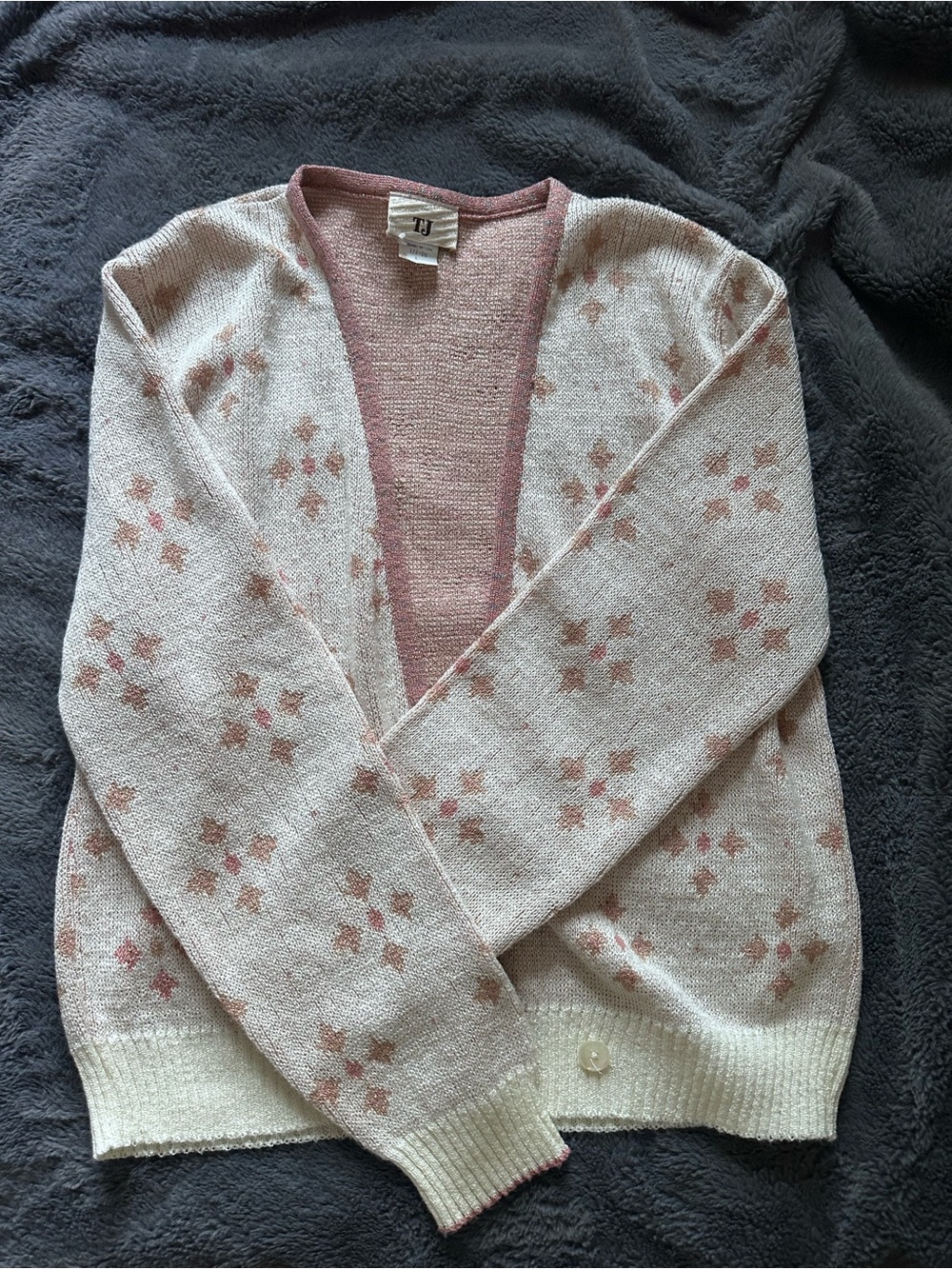70s/80s Vintage TJ Thermo Jac Knit Cardigan Sweater Metallic Trim - Made in USA - Picture 8 of 9
